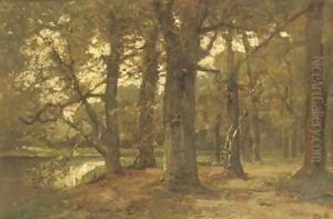 Vijver in 't Haags Bosch a pond in a forest by Frits Mondriaan