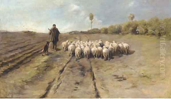 Leading home the flock - view 1