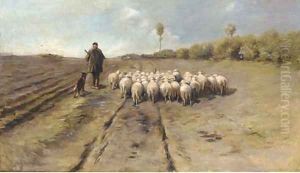 Leading home the flock by Anton Mauve