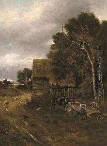 Unharnessing the cart at dusk
