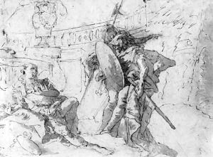 Ubaldo and Guelfo releasing Rinaldo from enchantment