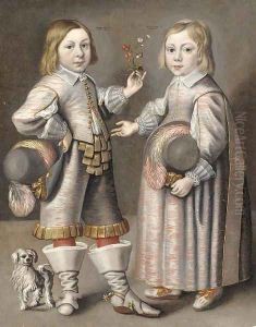 Double portrait of a boy and girl, aged 4 and 3 by Hendrik Munnichoven