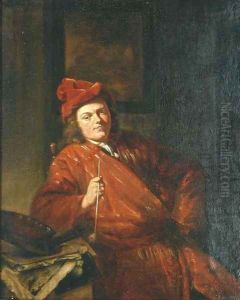 Portrait of an artist smoking a pipe by Michiel van Musscher