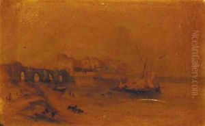 The Citadel at Sidan; and Ruins in a classical landscape by William James Muller