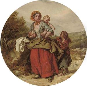 A mother and children on a country road; and Another similar by William Mulready