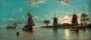 Shipping at night-time by Auguste Musin