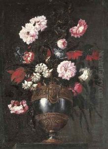 Peonies, roses, tulips and other flowers by Francesco Mantovano