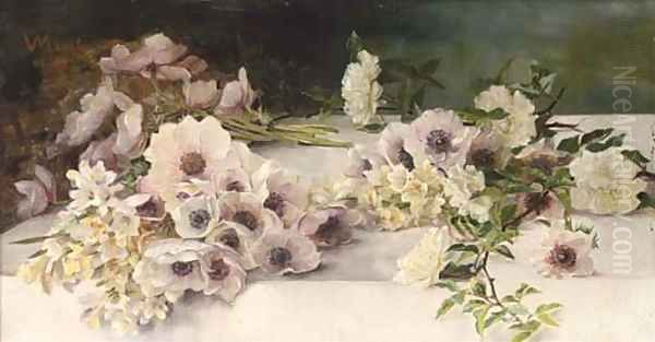 Summer blooms on a table - view 1