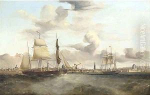 The three-masted barque Orkney Lass in two positions off the waterfront at Liverpool