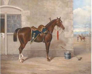 A liver chestnut charger of the Hussars A liver chestnut charger of the Hussars