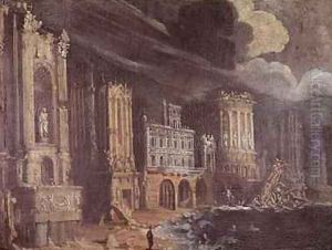 Ruins with the Legend of St Augustine by Francois de Nome (Monsu, Desiderio)