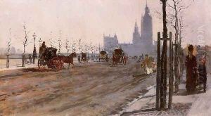 The Victoria Embankment, London by Giuseppe de Nittis