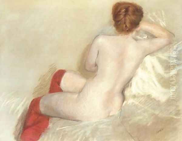 Nude with red Stockings - view 1