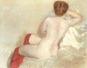 Nude with red Stockings by Giuseppe de Nittis