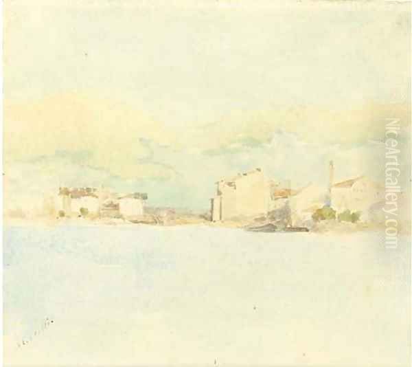 A seascape with houses in the background - view 1