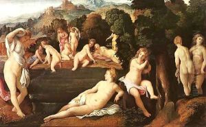 Diana and Callisto 1525 by Palma Vecchio (Jacopo Negretti)