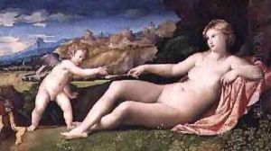 Venus and Cupid, c.1523-24 by Palma Vecchio (Jacopo Negretti)