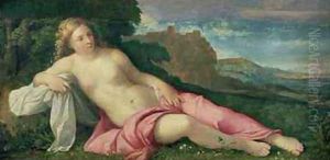 Venus in a Landscape, c.1520 by Palma Vecchio (Jacopo Negretti)