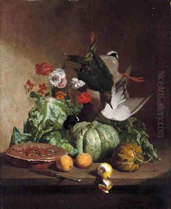Fruit, flowers and game by David Emil Joseph de Noter