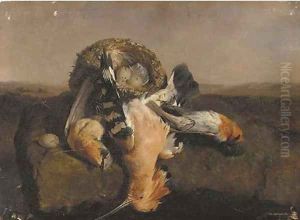 Hoopoes and a nest by David Emil Joseph de Noter
