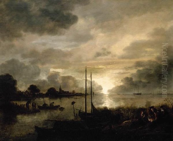 Estuary Landscape by Moonlight - view 1
