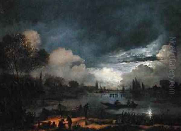 A Moonlit River Landscape - view 1