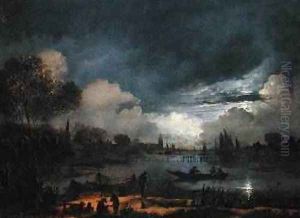 A Moonlit River Landscape