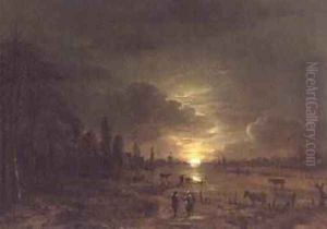 River Landscape with Rising Moon