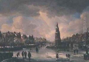 Town on a Frozen River by Aert van der Neer