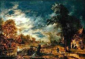 Moonlit Landscape with a Village