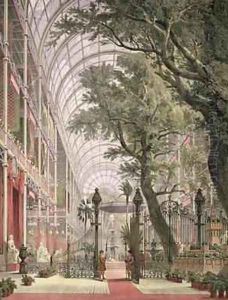 Waiting for the Queen at Coalbrookdale gates from Dickinsons Comprehensive Pictures of the Great Exhibition of 1851 by Joseph Nash