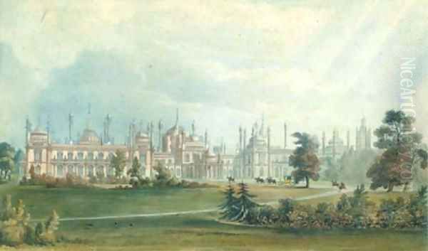 Brighton Pavilion, Perspective View of the West Front, - view 1
