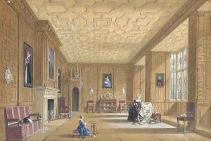 The oak room at Broughton Castle near Banbury, Oxfordshire