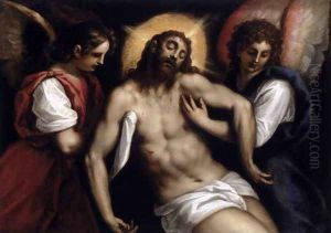 The Dead Christ with Two Angels c. 1600 by Palma Vecchio (Jacopo Negretti)