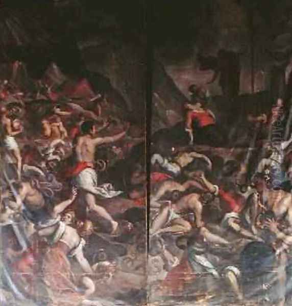 Two organ panel doors depicting the Fiery Serpents infesting the camp of Moses after the death of Aaron, 1600 - view 1