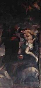 Scene from an organ door, Abraham and Isaac, 1600 by Palma Vecchio (Jacopo Negretti)