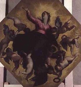 Madonna Carried by Angels by Palma Vecchio (Jacopo Negretti)