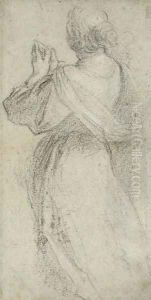 A praying woman, seen from behind