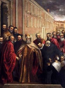 Pasquale Cicogna in Dogal Robes Visiting the Church and Hospital of the Crocifer