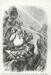A Group of Vultures waiting for the storm to blow over Let us prey by Thomas Nast