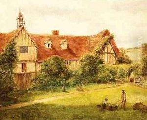 Gardeners with the Stables behind