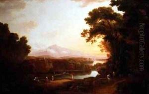 Italianate landscape with dancing peasants