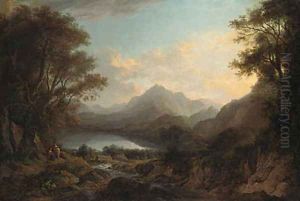 View of Loch Lomond, with figures in the foreground