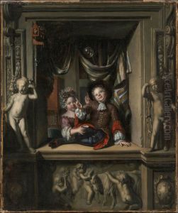 Boy and Girl Blowing Soap Bubbles by Matthijs Naiveu