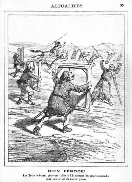 'Ferocious!' The Turks buying several works at the Impressionist Exhibition to be used in case of war, caricature from 'Le Charivari', 28th April 1877 - view 1