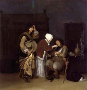 Interior with a Sleeping Soldier c. 1660 by Caspar Netscher