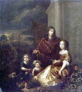 The Artists Family 1664 by Caspar Netscher