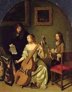 The Bassviol Player 1665 by Caspar Netscher