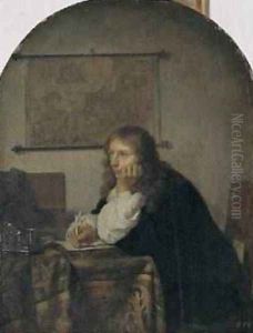 Man Writing a Letter 1665 by Caspar Netscher