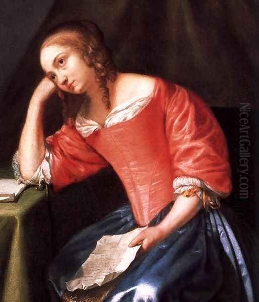 Young Girl Holding a Letter (detail) - view 1